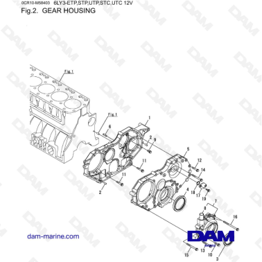 Yanmar 6LY3-ETP / 6LY3-STP / 6LY3-UTP / 6LY3-STC / 6LY3-UTC - Gear housing