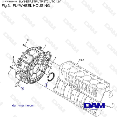 Yanmar 6LY3-ETP / STP / UTP / STC / UTC - Flywheel housing