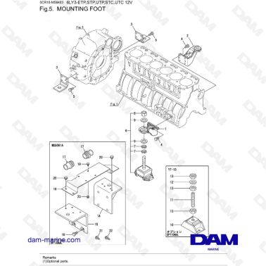 Yanmar 6LY3-ETP / STP / UTP / UTC / STC - Mounting foot