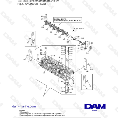 Yanmar 6LY3-ETP / STP / UTP / STC / UTC - Cylinder head