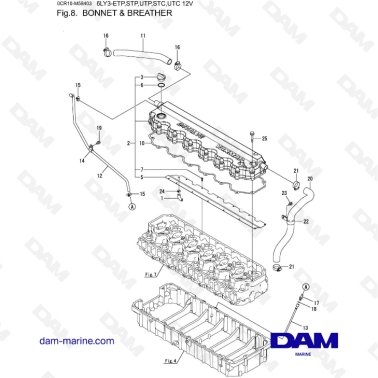 Yanmar 6LY3-ETP / STP / UtP / STC / UTC - Bonnet & breather