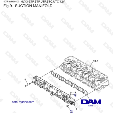 Yanmar 6LY3-ETP / 6LY3-STP / 6LY3-UTP / 6LY3-STC / 6LY3-UTC - Suction manifold