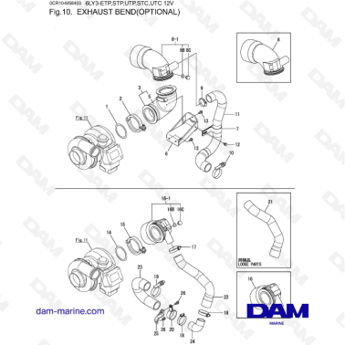 Yanmar 6LY3-ETP / STP / UTP / STC / UTC - Exhaust bend (optional)