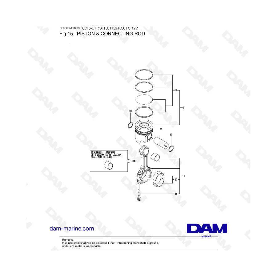 Yanmar 6LY3-ETP / STP / UTP / STC / UTC - Pistón y biela