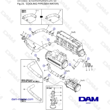 Yanmar 6LY3-ETP / STP / UTP / STC / UTC - Cooling pipe (sea water)
