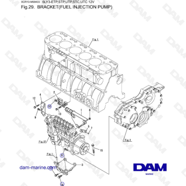 Yanmar 6LY3-ETP/STP/UTP/STC/UTC - Bracket (fuel injection pump)