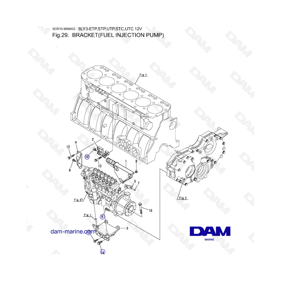 Yanmar 6LY3-ETP/STP/UTP/STC/UTC - Bracket (fuel injection pump)