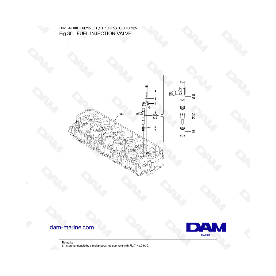 Yanmar 6LY3-ETP/STP/UTP/STC/UTC - Fuel injection valve