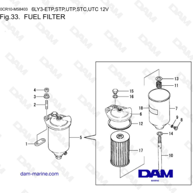 Yanmar 6LY3-ETP/STP/UTP/STC/UTC - Fuel filter