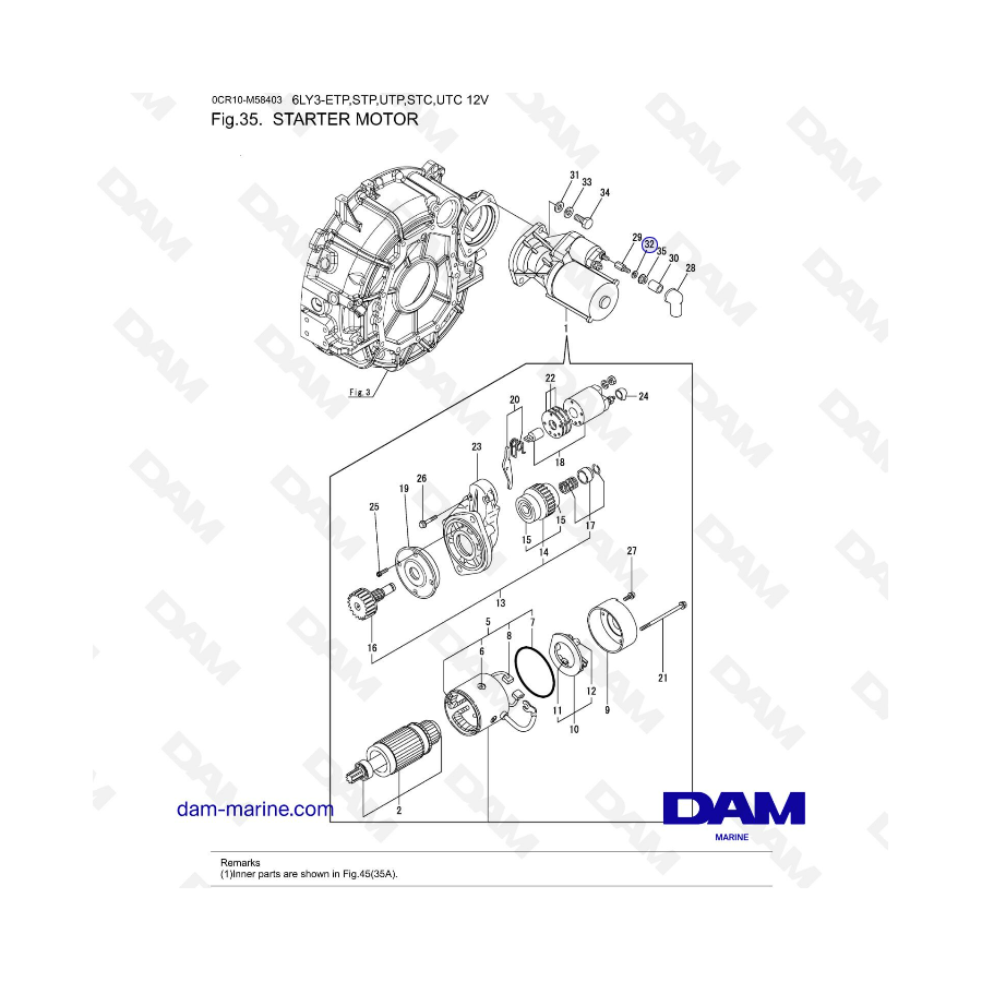 Yanmar 6LY3-ETP/STP/UTP/STC/UTC - Motor de arranque