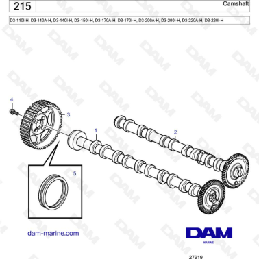 Volvo Penta D3-110I-H/D3-140A-H I-H/D3-150I-H/D3-170A-H I-H/D3-200A-H I-H/D3-220A-H I-H - Camshaft