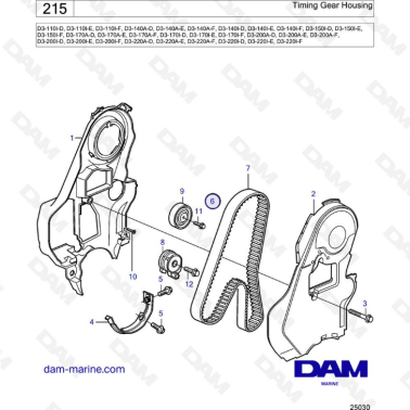 Volvo Penta D3-110I / D3-140A D / D3-140I / D3-150I / D3-170A I / D3-200A I / D3-220A I - Timing gear housing