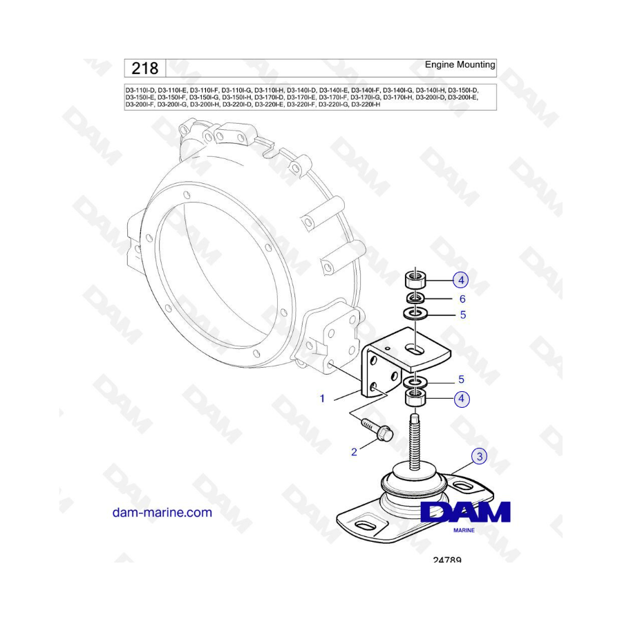 Volvo Penta D3-110 / D3-140 / D3-150 / D3-170 / D3-200 / D3-220 - Engine mounting