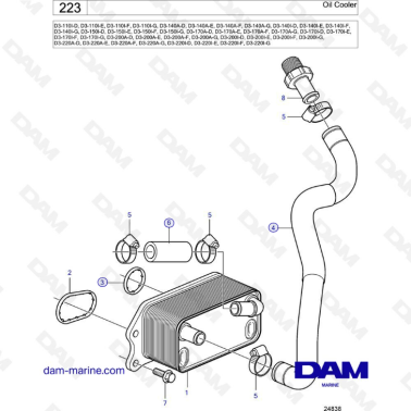 Volvo Penta D3-110I-D E F G / D3-140A I / D3-150I / D3-170A / D3-170I / D3-200A / D3-220A - I - Oil cooler