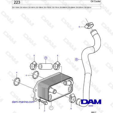 Volvo Penta D3-110I-H / D3-140A-H I-H / D3-150I-H / D3-170A-H I-H / D3-200A-H I-H / D3-220A-H I-H - Oil cooler