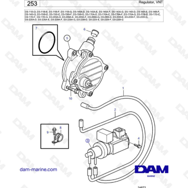 Volvo Penta D3-110-I / D3-140A & I / D3-150I / D3-170A & I/D3-200A & I / D3-220A&I - Regulator, VNT