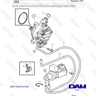Volvo Penta D3-110I-H/D3-140A-H I-H/D3-150I-H/D3-170A-H I-H/D3-200A-H I-H/D3-220A-H I-H - Regulator VNT