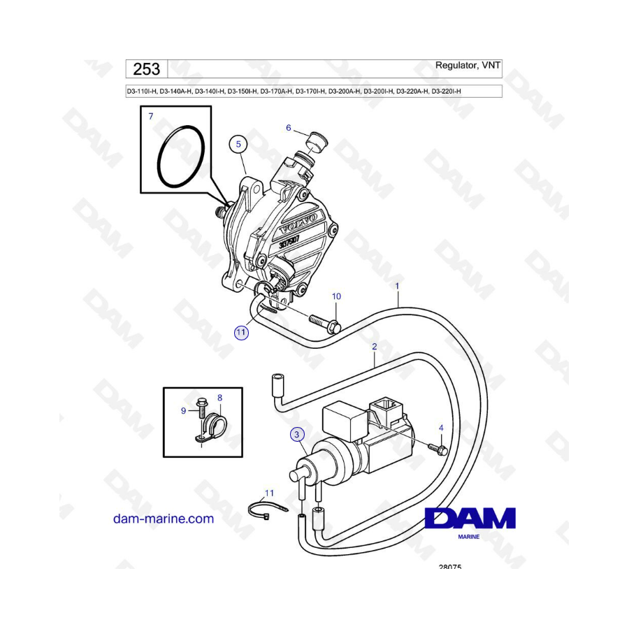 Volvo Penta D3-110I-H/D3-140A-H I-H/D3-150I-H/D3-170A-H I-H/D3-200A-H I-H/D3-220A-H I-H - Regulator VNT
