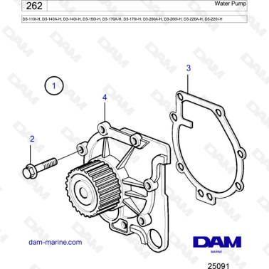 Volvo Penta D3-110I-H / D3-140A-H I-H / D3-150I-H / D3-170A-H I-H / D3-200A-H I-H / D3-220A-H I-H - Water pump