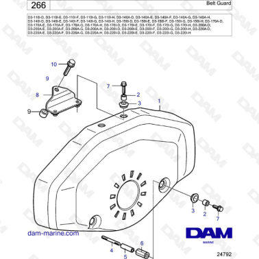 Volvo Penta D3-110/D3-140/D3-150/D3-170/D3-200/D3-220 - Belt guard