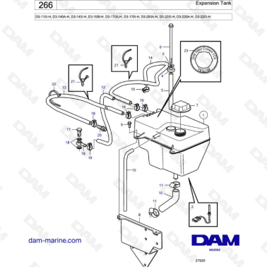 Volvo Penta D3-110I-H/D3-140A-H I-H/D3-150I-H/D3-170A-H I-H/D3-200A-H I-H/D3-220A-H I-H - Expansion tank