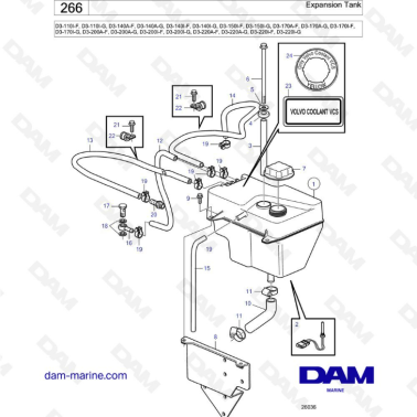 Volvo Penta D3-110I / D3-140A I / D3-150I / D3-170A I / D3-200A I / D3-220A I - Expansion tank