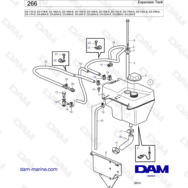 Volvo Penta D3-110I / D3-140A & I / D3-150I / D3-170A & I / D3-200A & I / D3-220A & I - Expansion tank