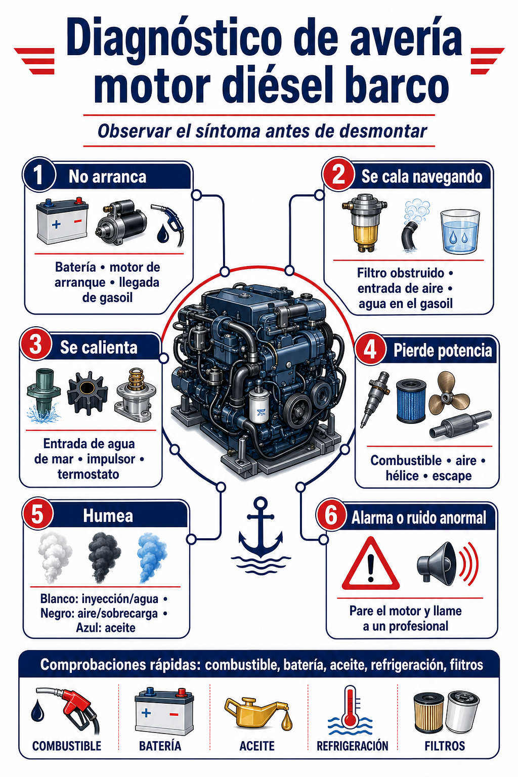 Infograf?a para diagnosticar aver?as de un motor di?sel de barco