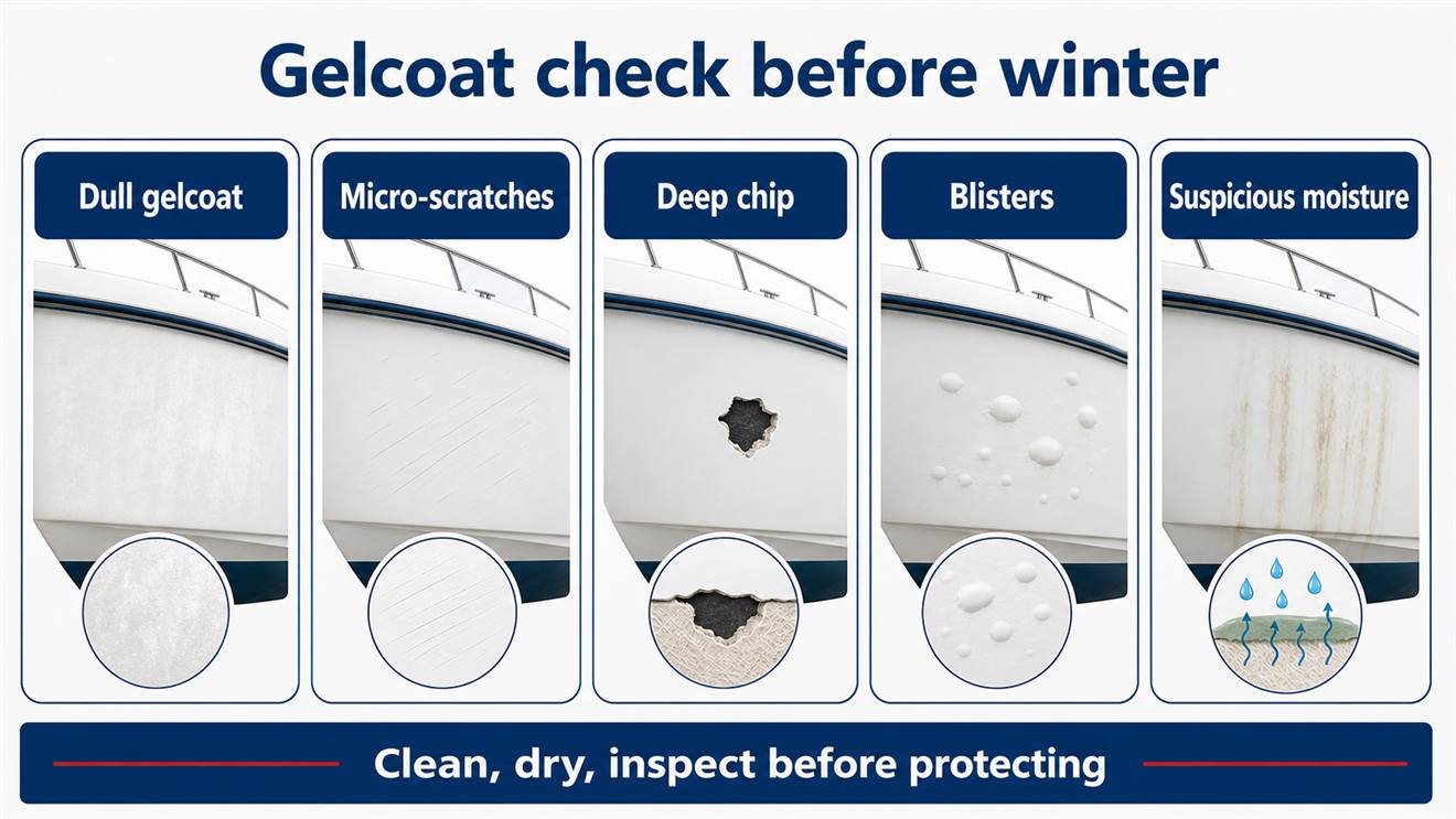 Infographic for checking boat gelcoat before winter lay-up