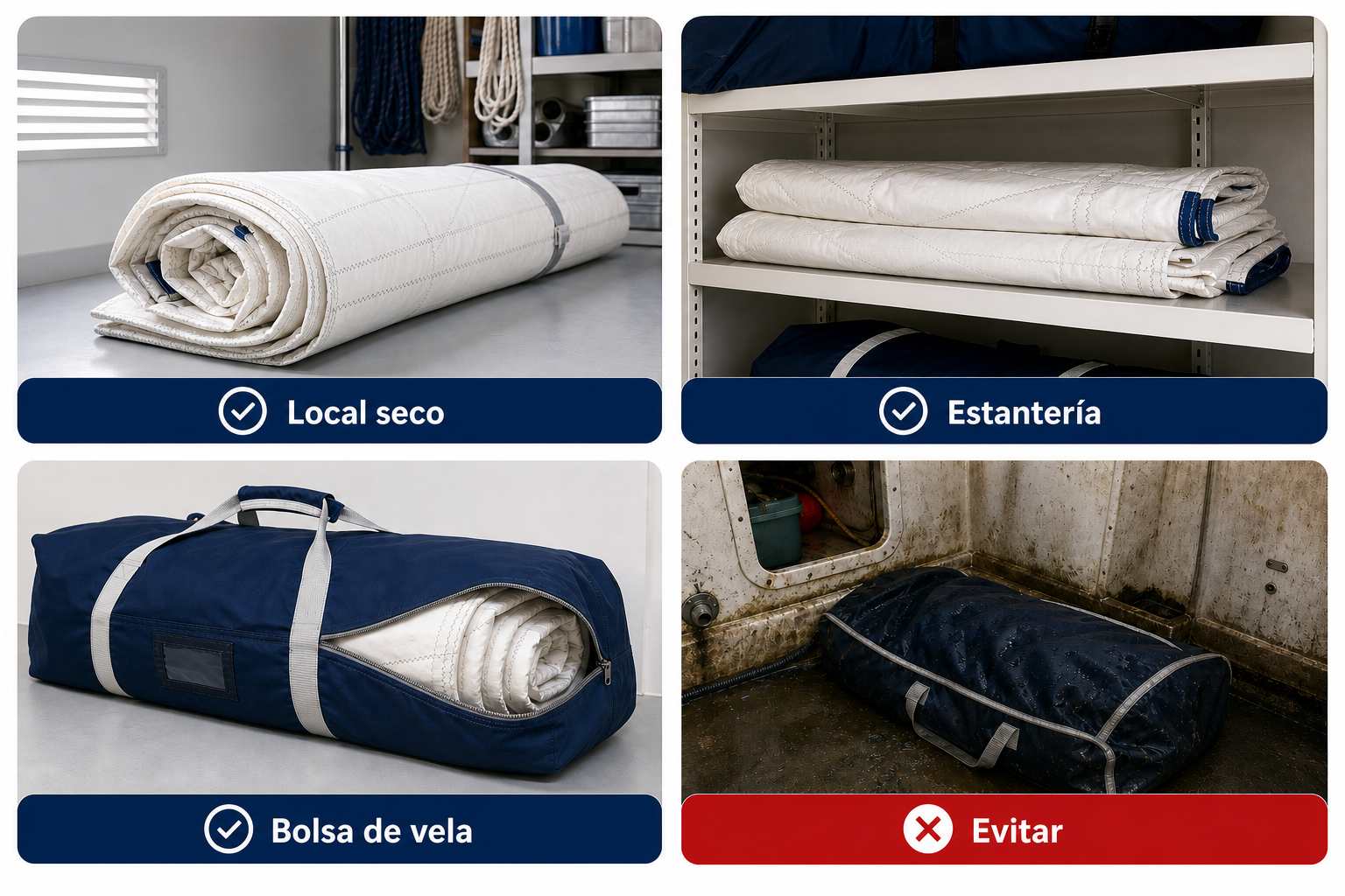 Diferentes formas de guardar una vela de barco en invierno