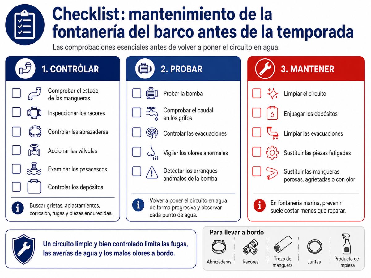 Checklist de mantenimiento de la fontanería de barco antes de la temporada