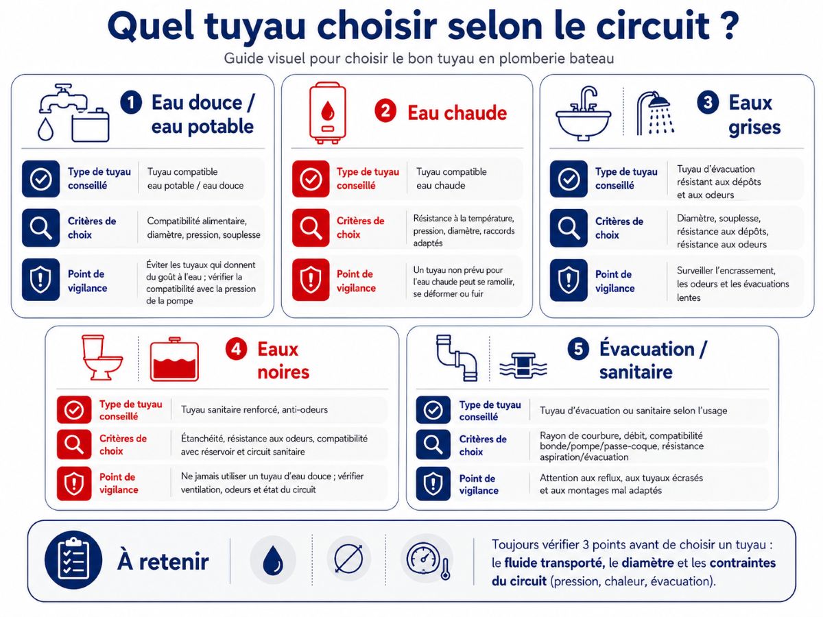 Guide pour choisir un tuyau de plomberie bateau selon le circuit