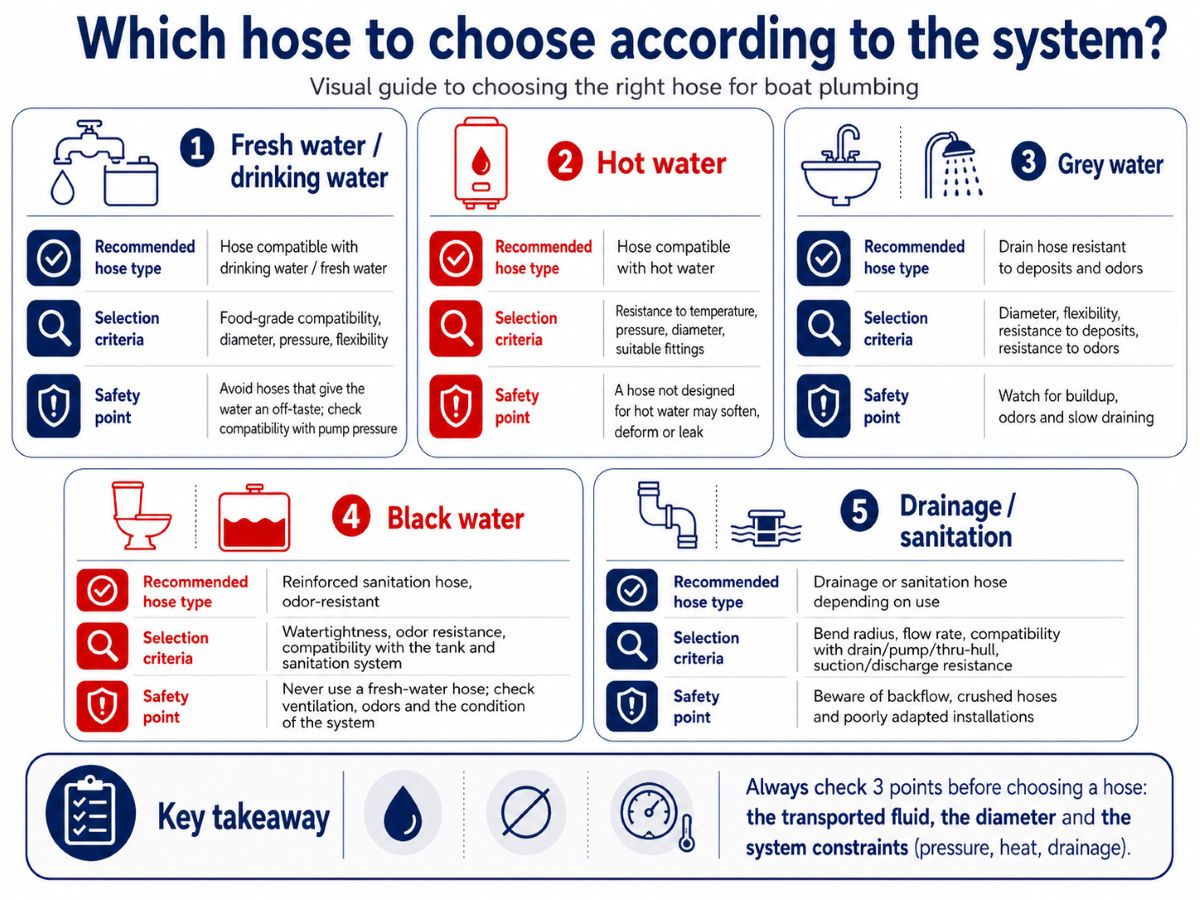 Guide to choosing a boat plumbing hose according to the system