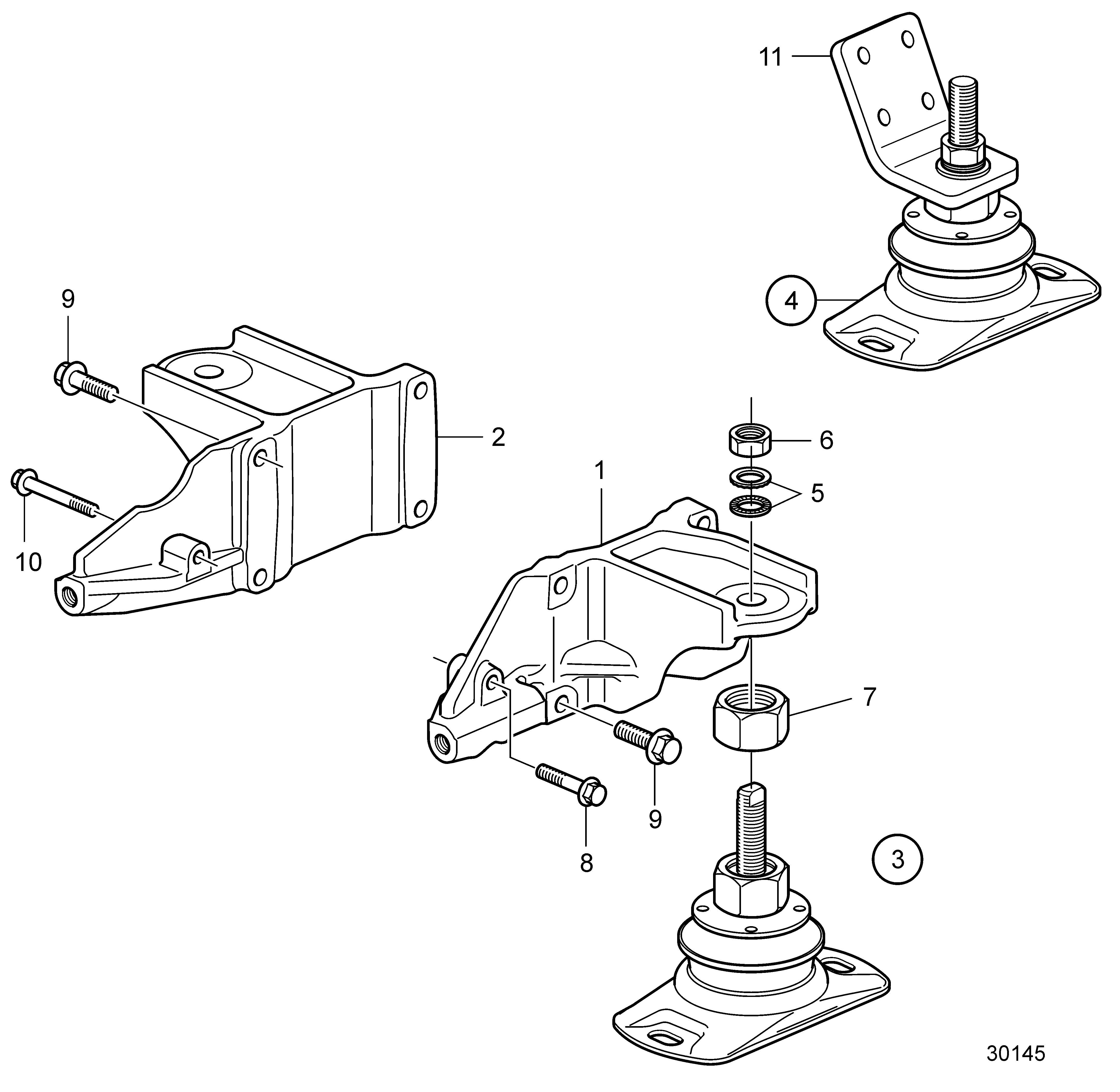 Suspension moteur pour transmission en V