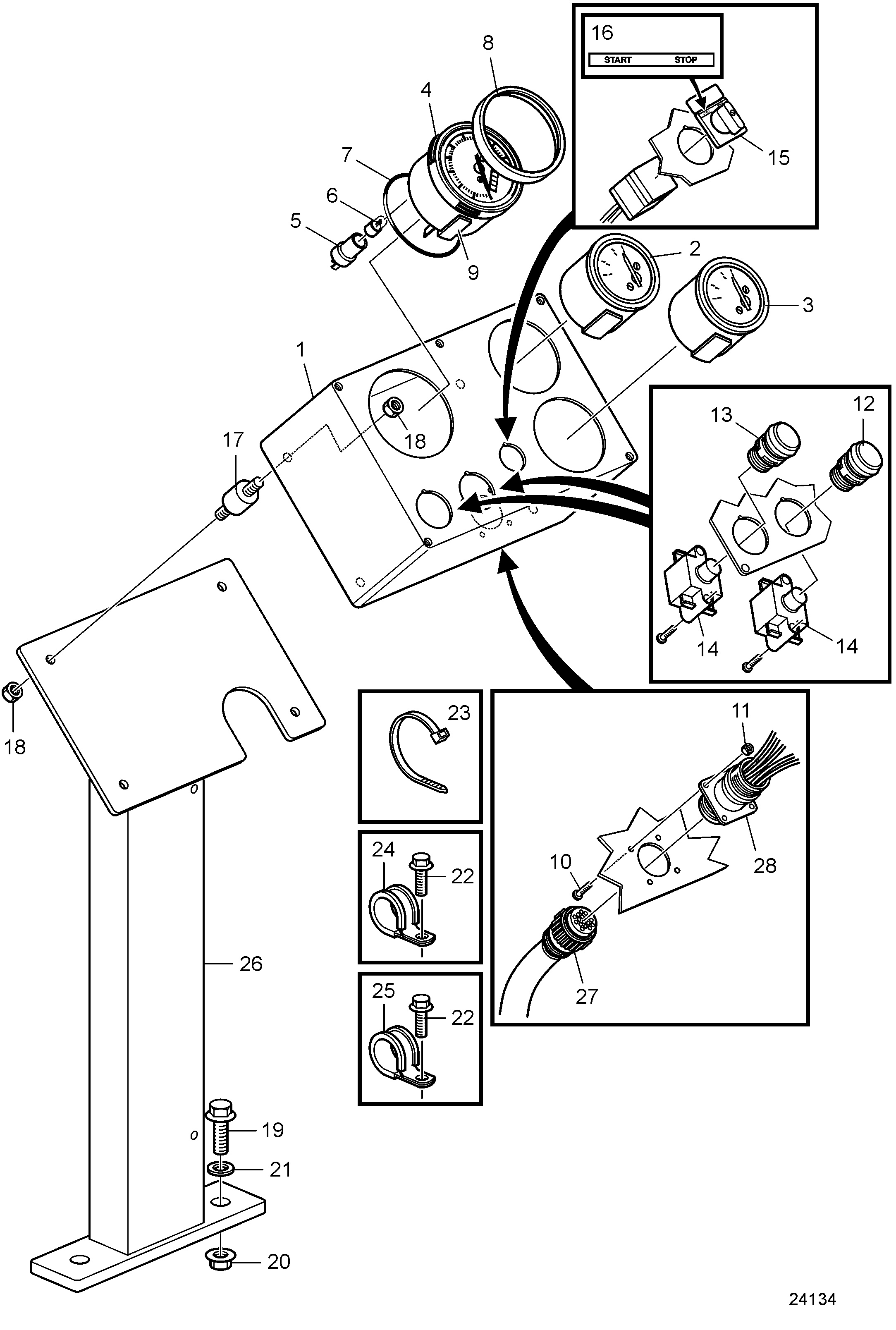 Boîtier de protection pour tableau de bord 24 V
