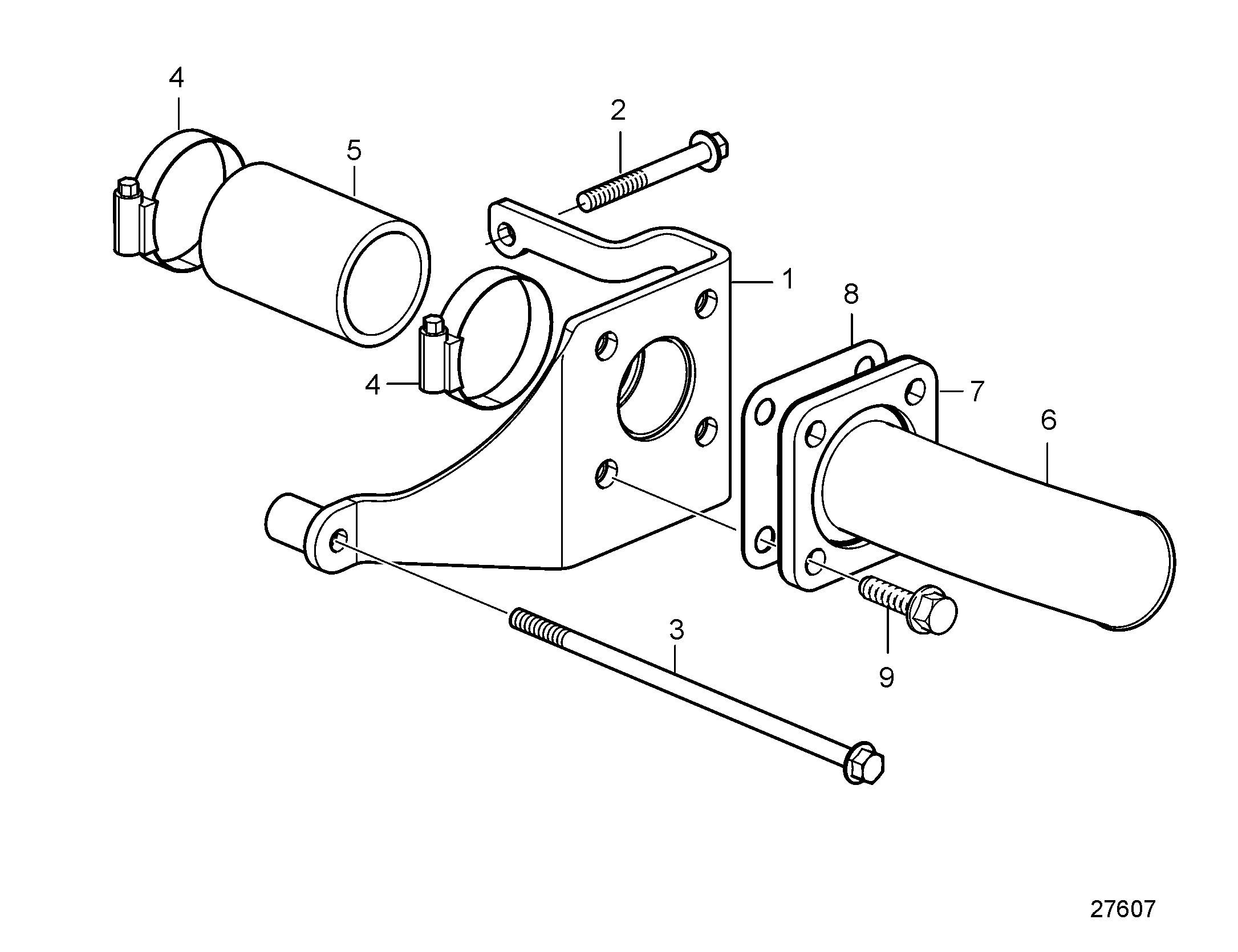 Soporte trasero para refrigeración externa de la quilla.