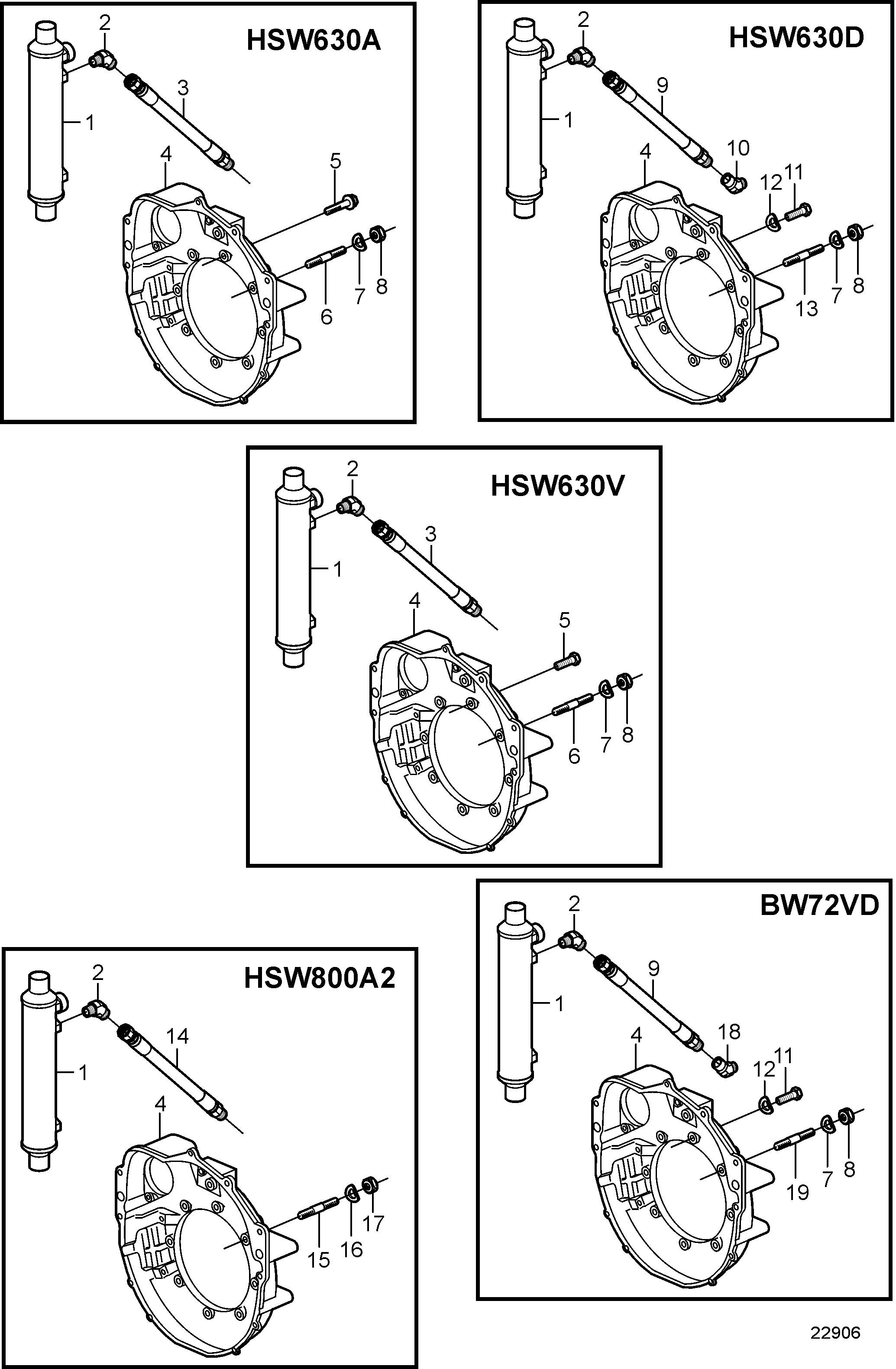 Pièces de raccordements pour transmissions inbord