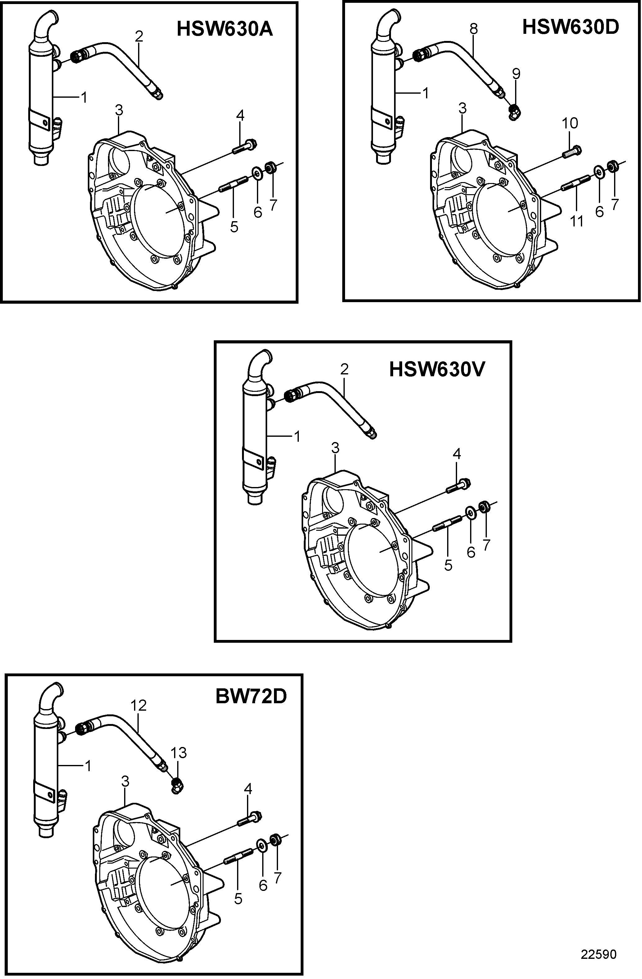 Pièces de raccordements pour transmissions inbord