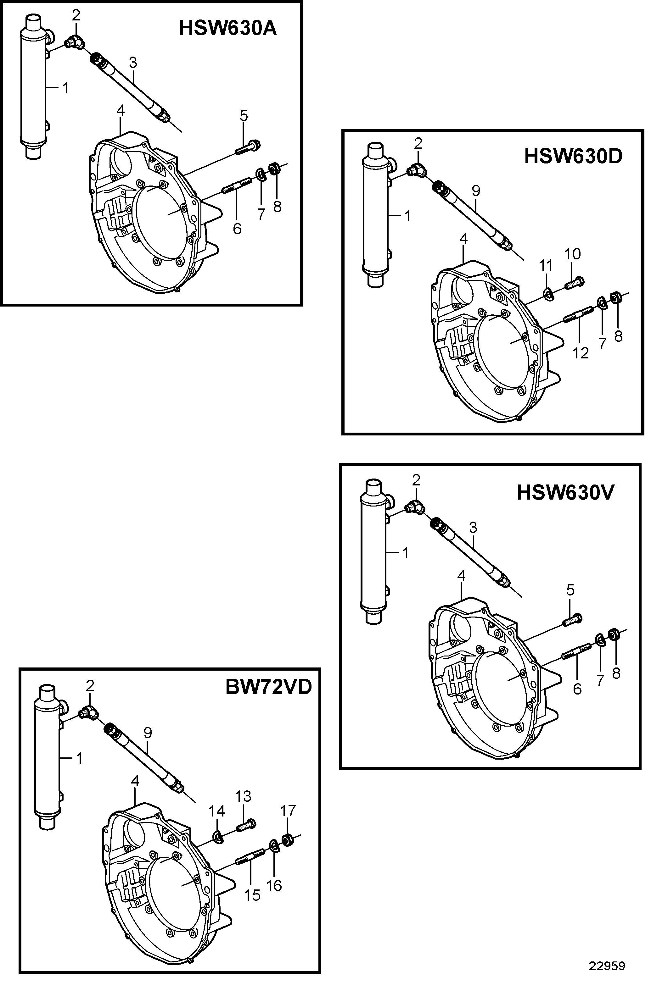 Pièces de raccordements pour transmissions inbord