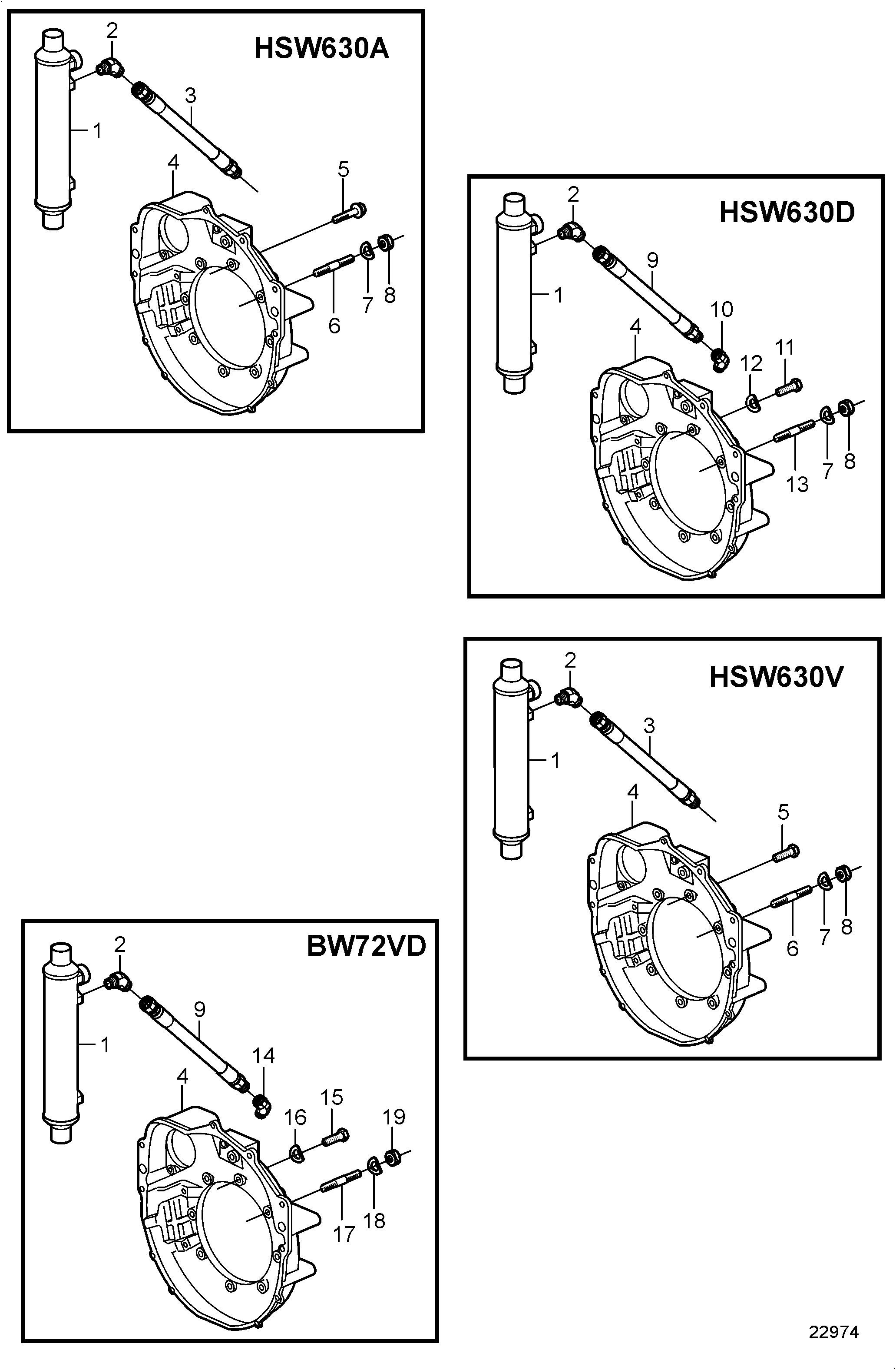 Pièces de raccordements pour transmissions inbord