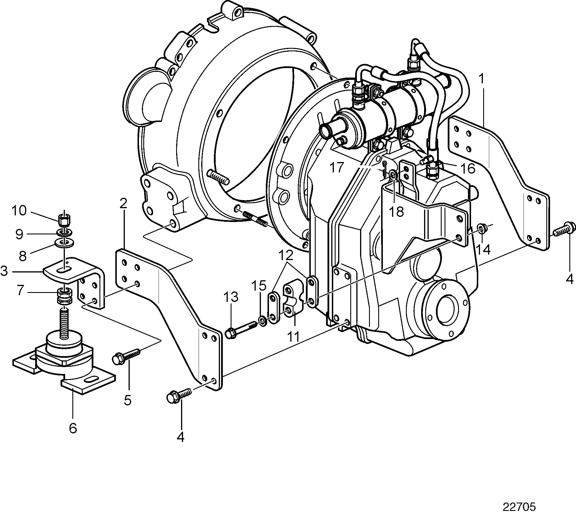 Fixations de moteur pour inverseur HS63VE