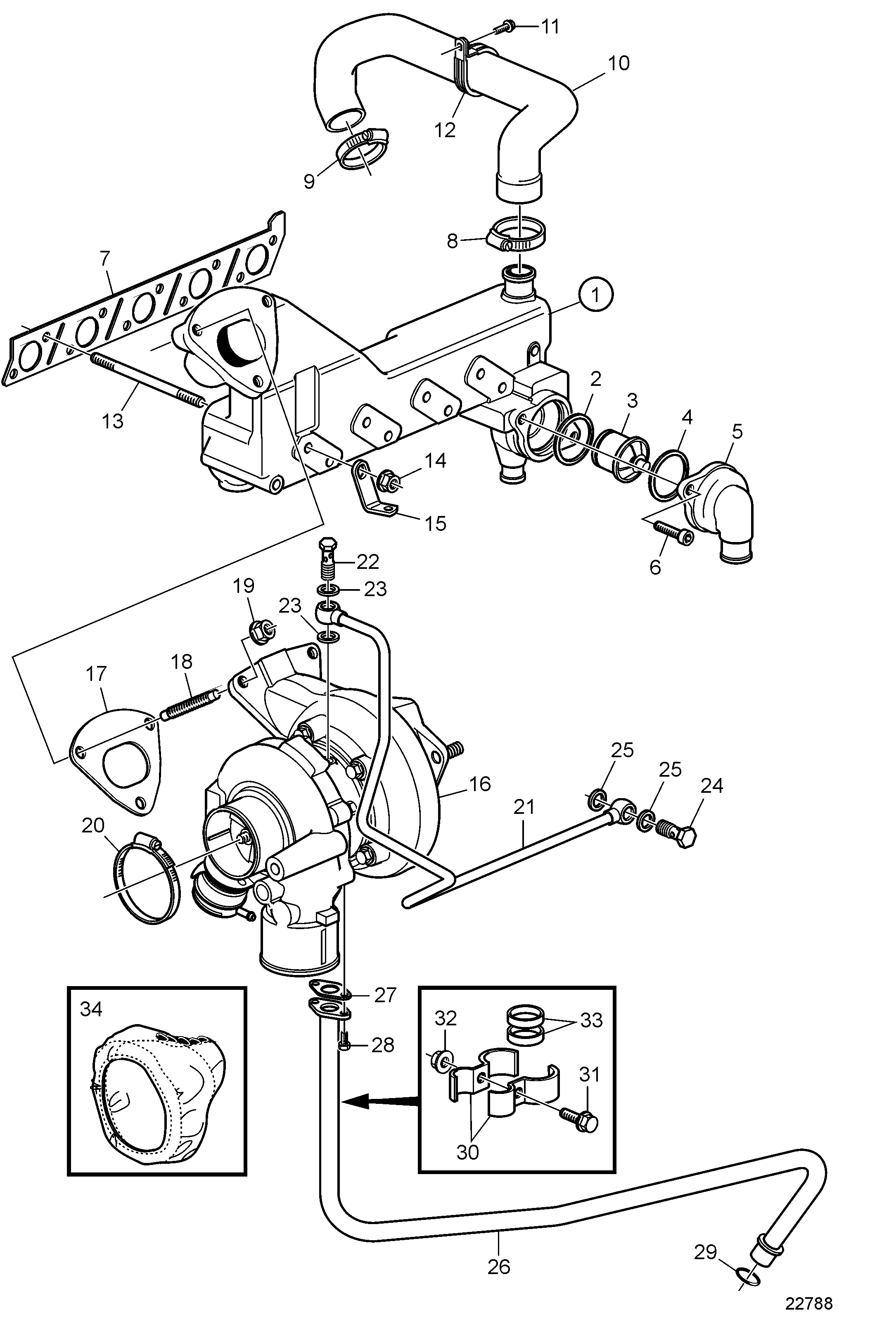 Collecteur d’échappement et turbocompresseur