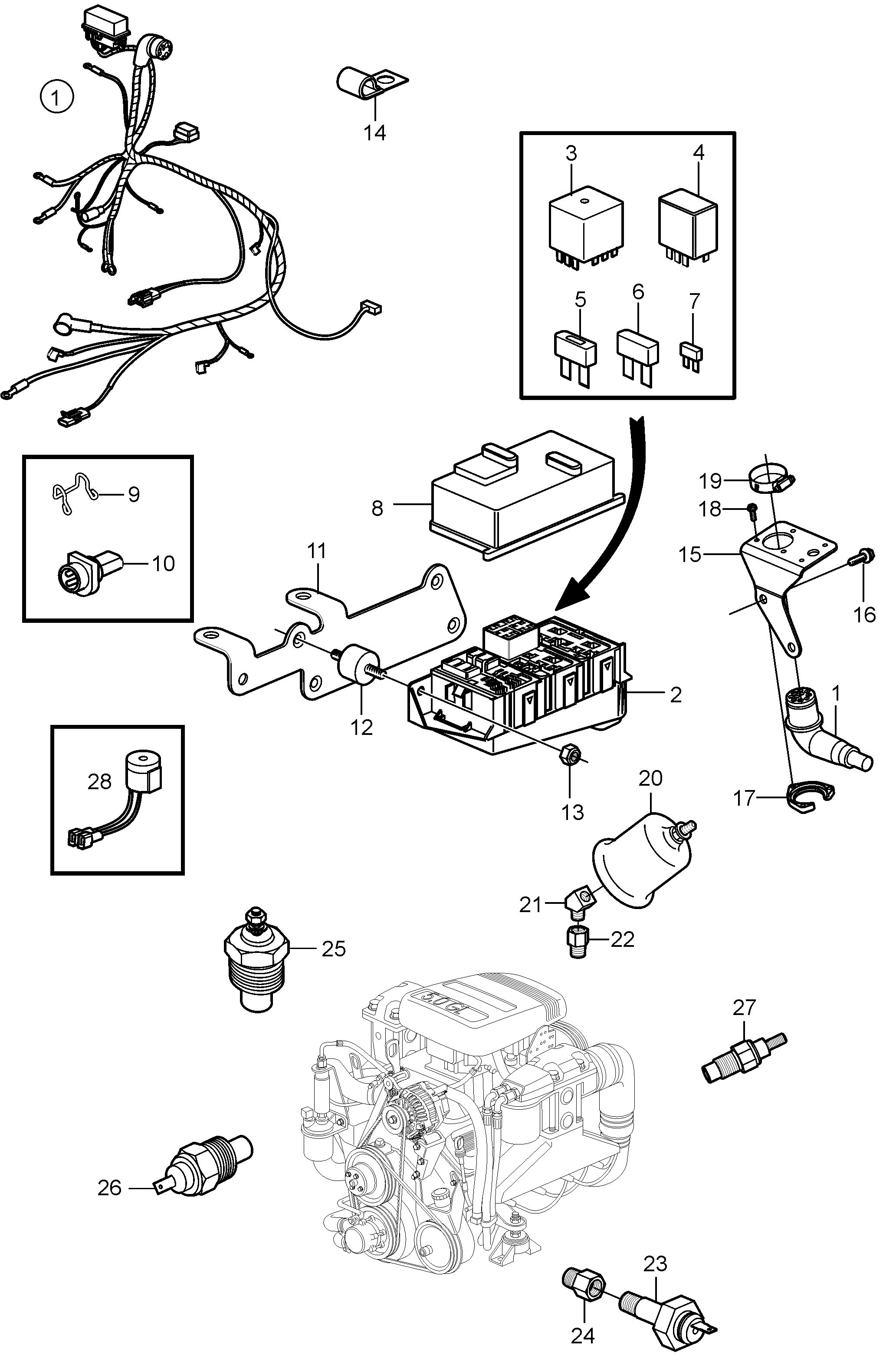 Arnés de cableado del motor y del sensor