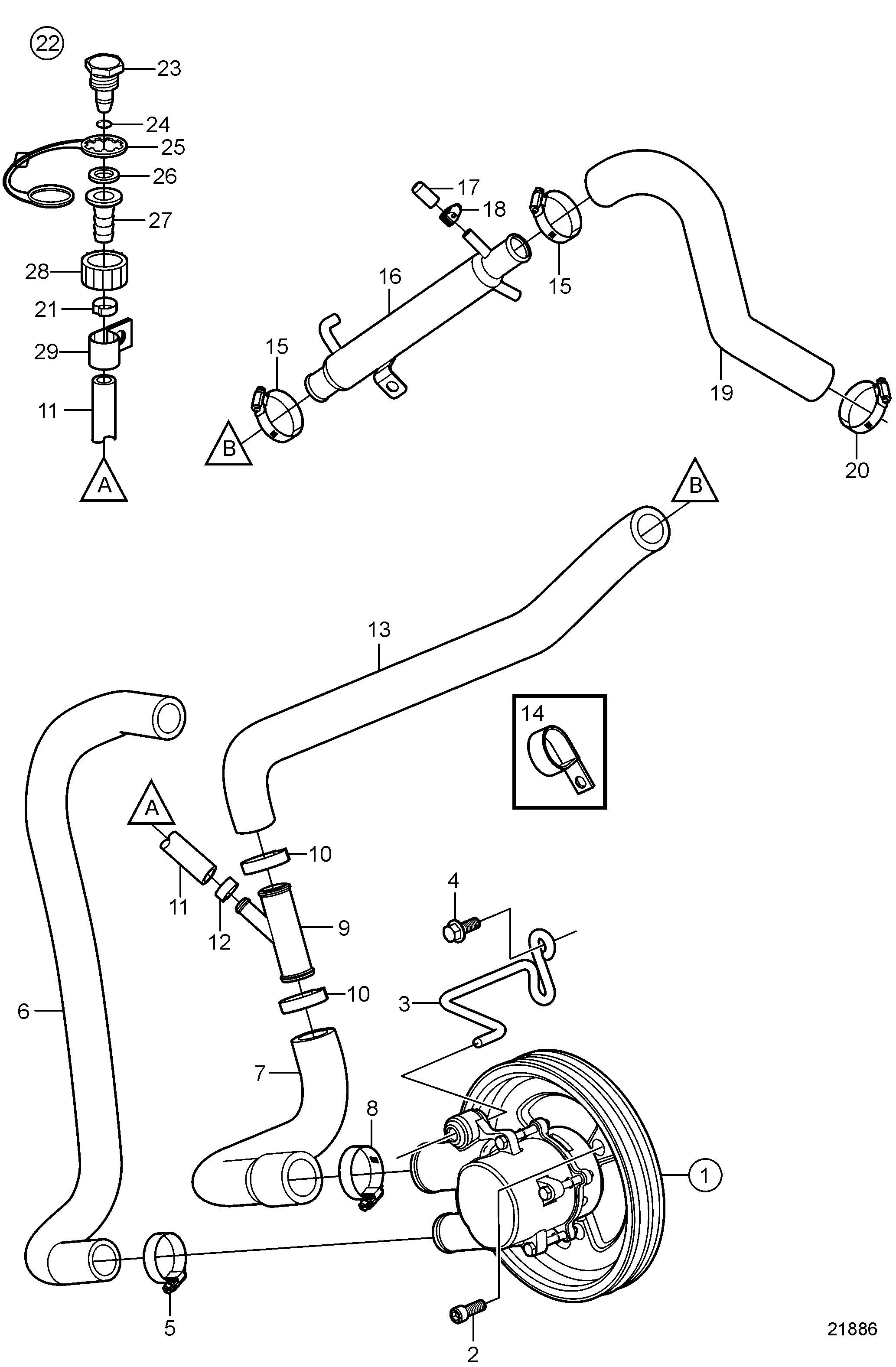 Pompe à eau de mer et flexibles