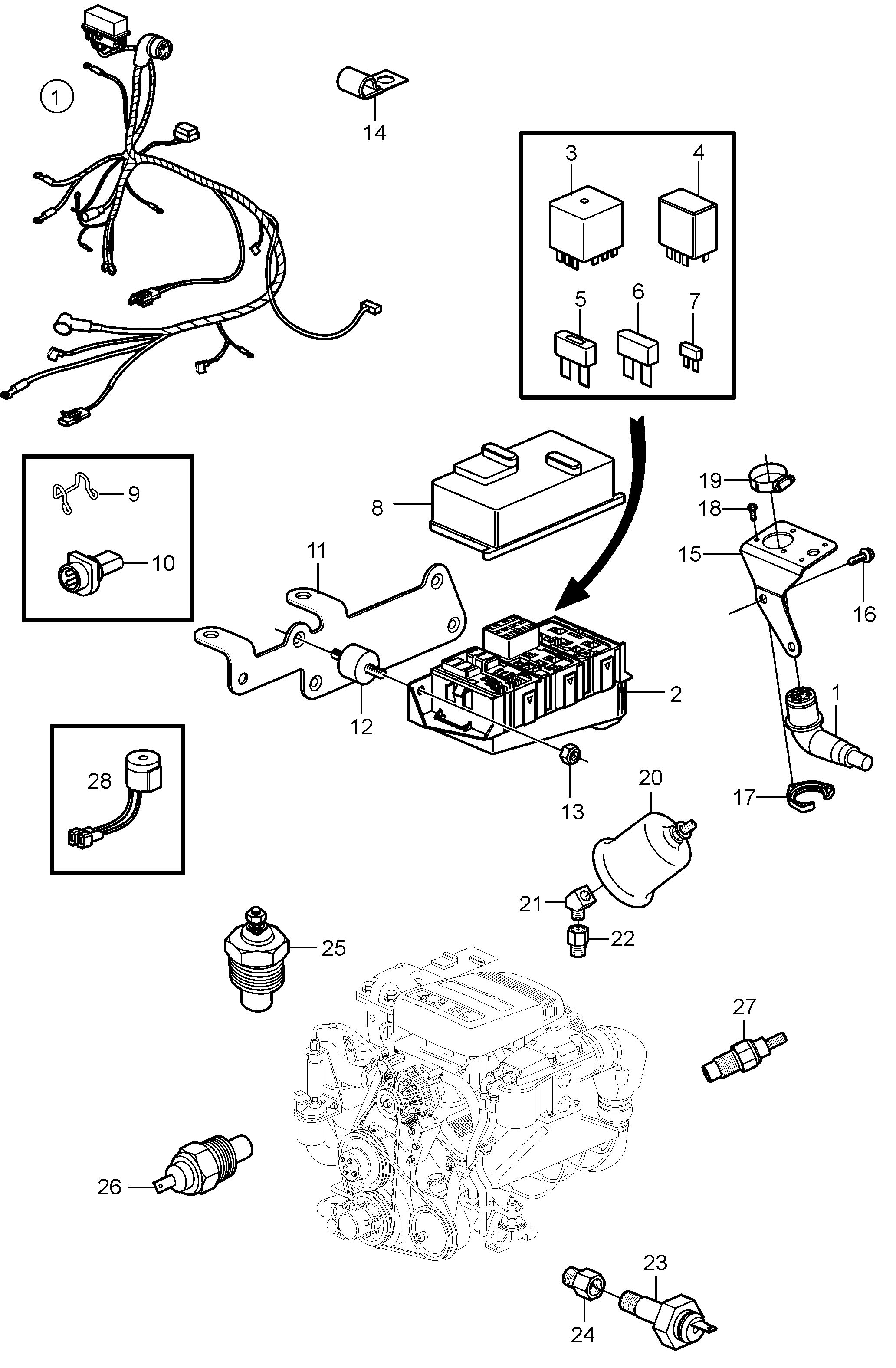 Arnés de cableado del motor y del sensor