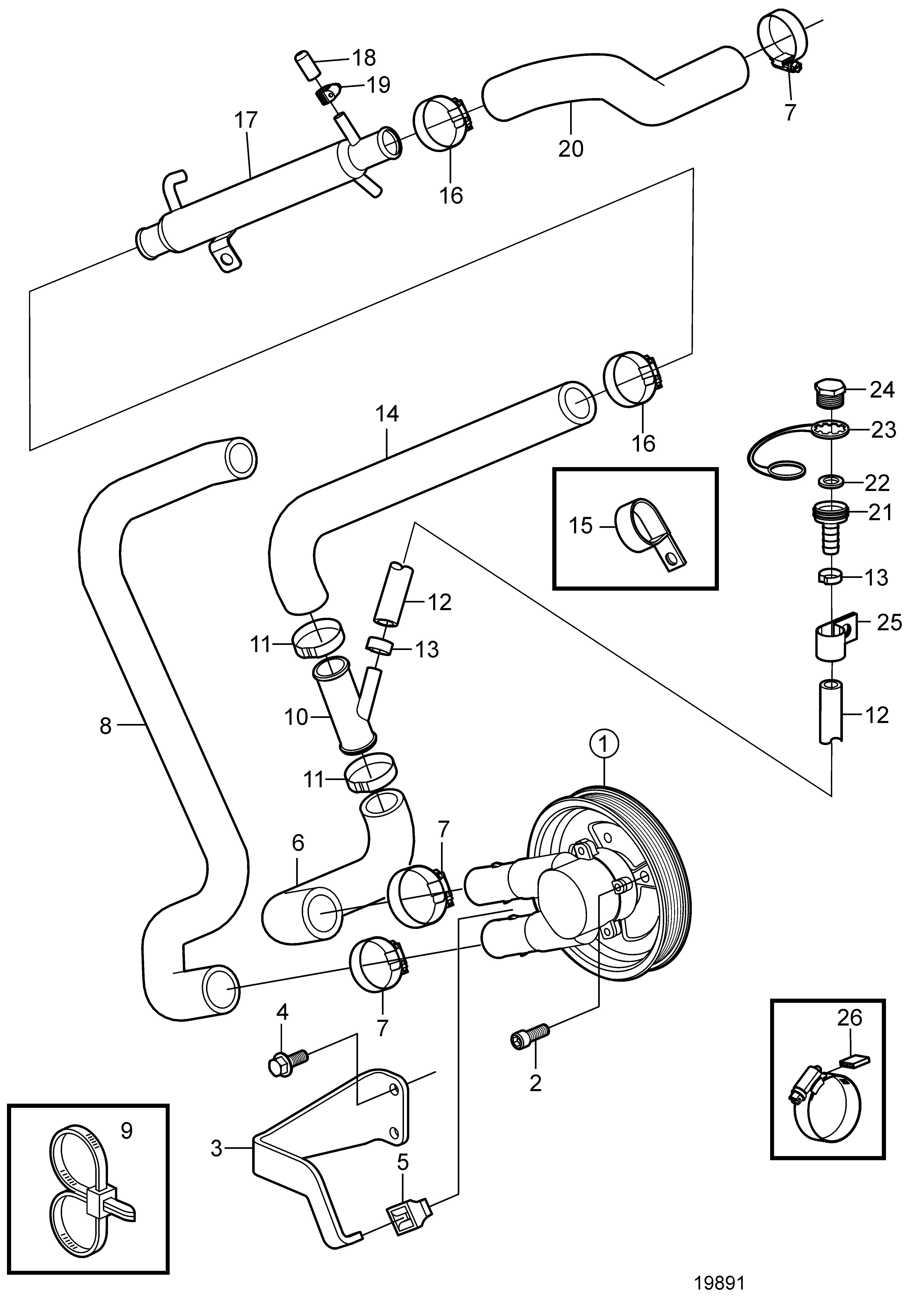 Pompe à eau de mer et flexibles