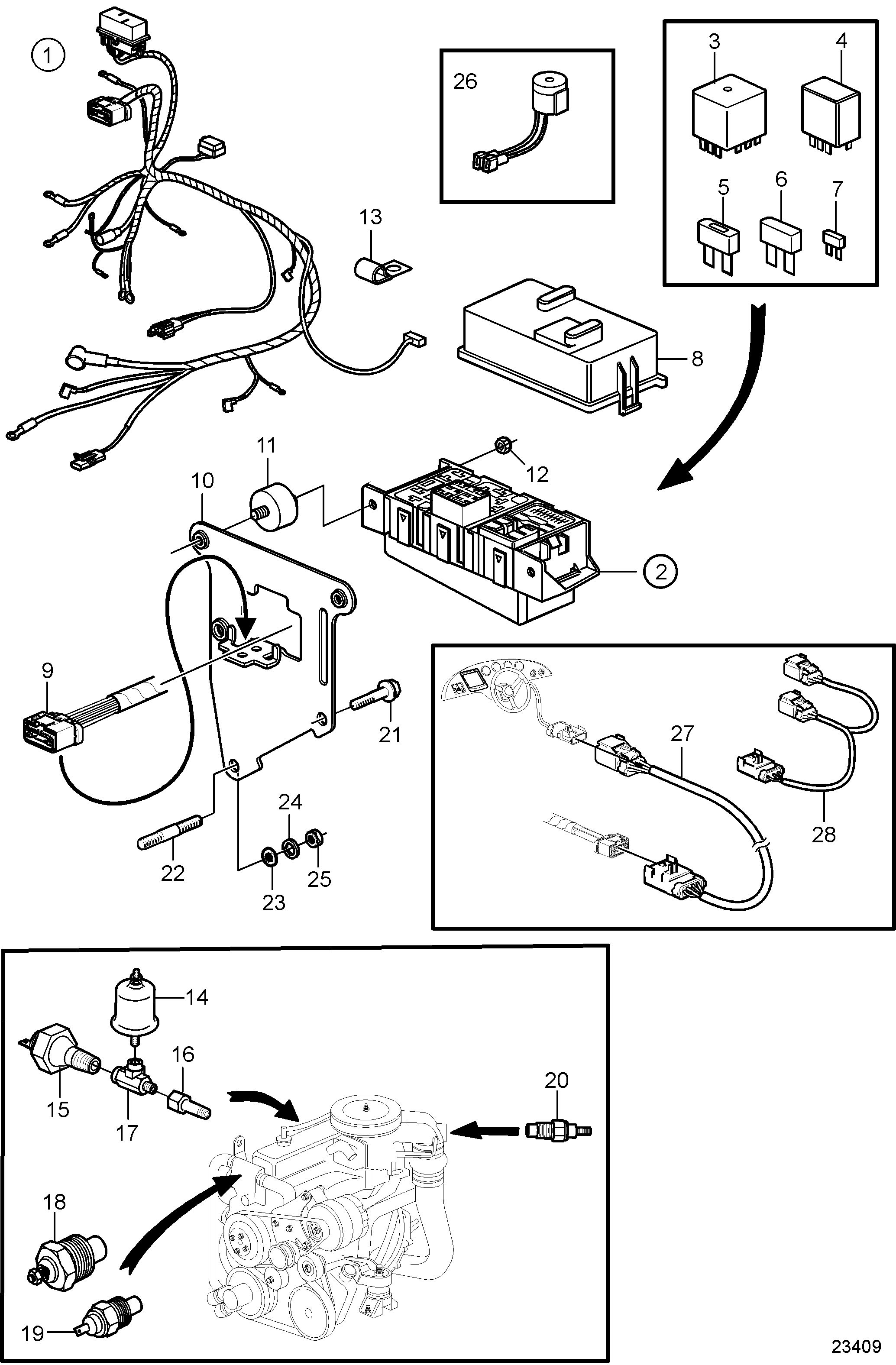 Arnés de cableado del motor y del sensor