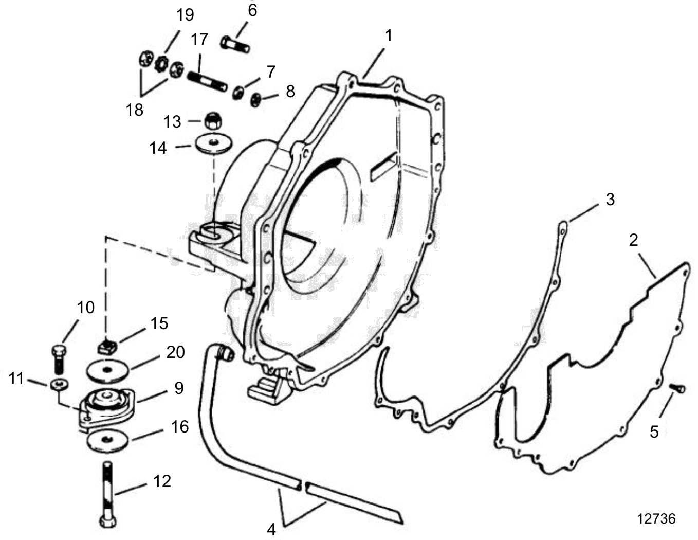 Carter de volant moteur et supports arrière