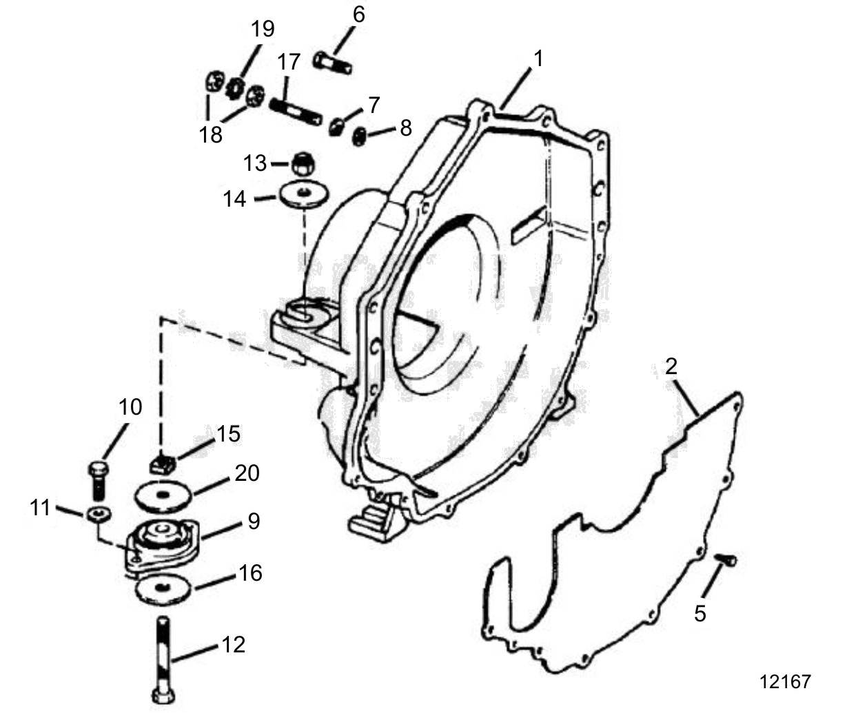 Carter de volant moteur et supports arrière