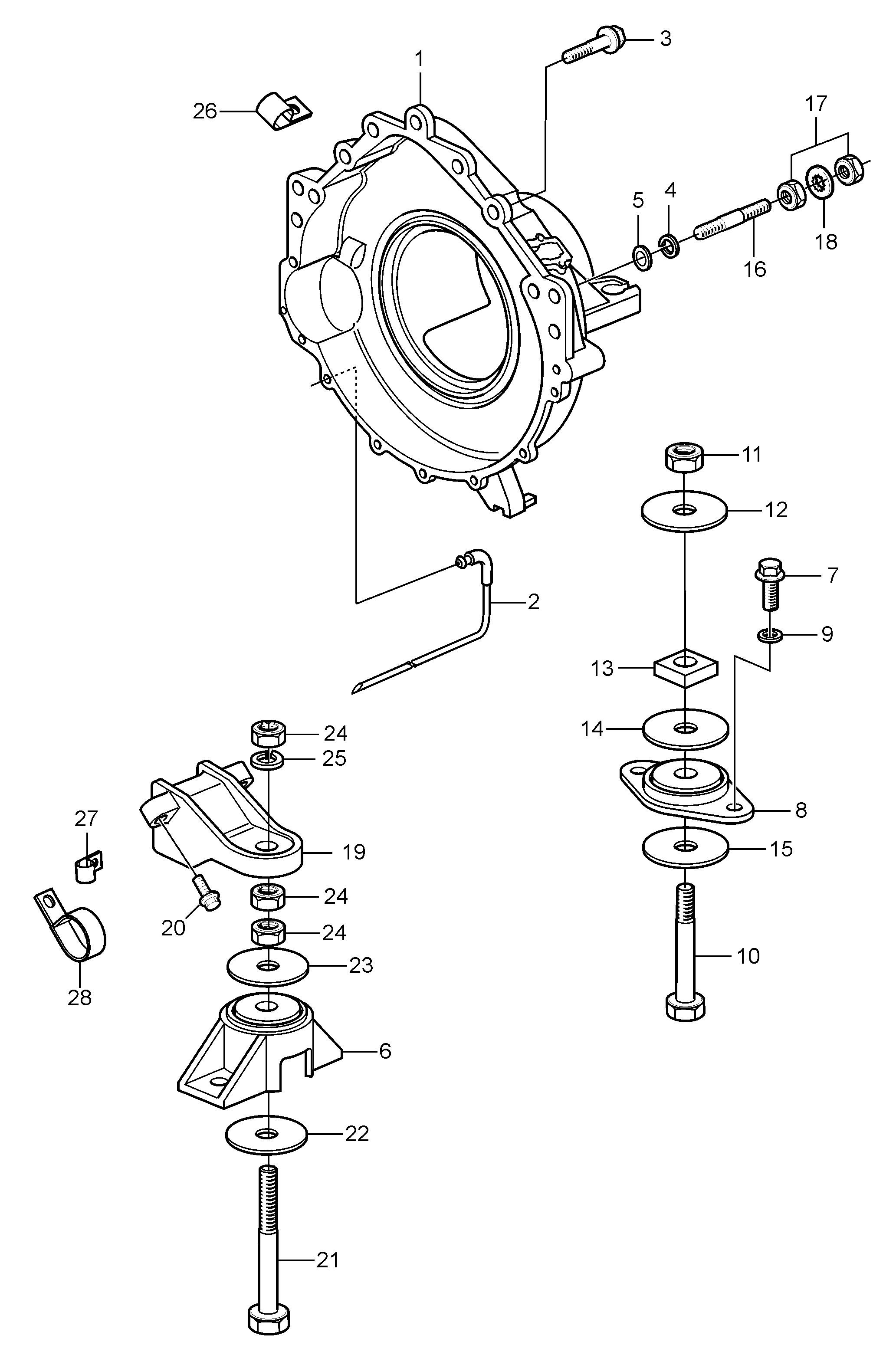 Carter de volant moteur et supports
